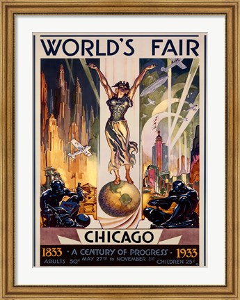 Framed Chicago World&#39;s Fair 1933 Print