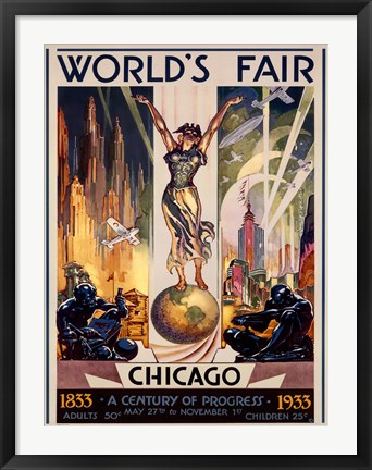 Framed Chicago World&#39;s Fair 1933 Print