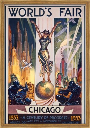 Framed Chicago World&#39;s Fair 1933 Print