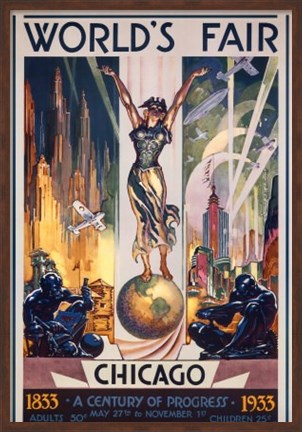 Framed Chicago World&#39;s Fair 1933 Print