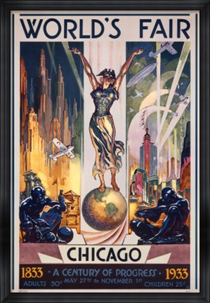 Framed Chicago World&#39;s Fair 1933 Print