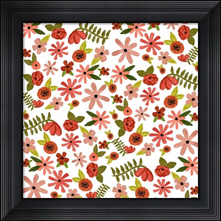 Framed Painted Flowers Print