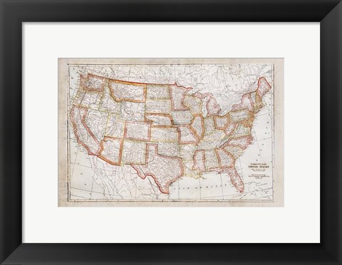 Framed Map of USA Print