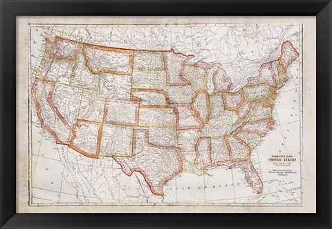 Framed Map of USA Print