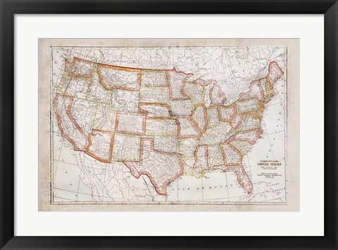 Framed Map of USA Print