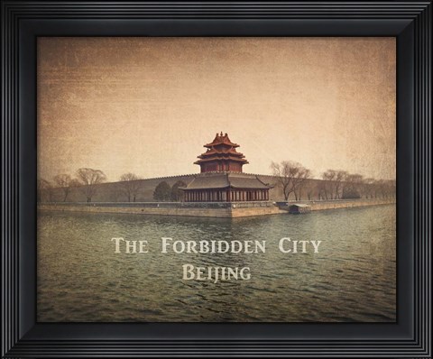 Framed Vintage The Forbidden City in Beijing, China, Asia Print
