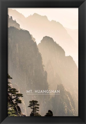 Framed Vintage Mount HuangShan, Yellow Mountains, China, Asia Print