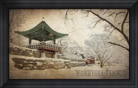 Framed Vintage Winter at Wonhyosa Temple, Korea, Asia Print