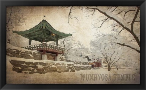 Framed Vintage Winter at Wonhyosa Temple, Korea, Asia Print