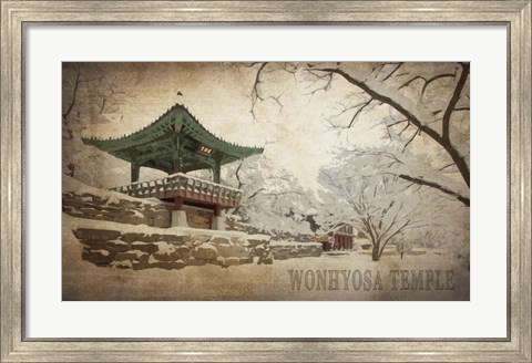 Framed Vintage Winter at Wonhyosa Temple, Korea, Asia Print