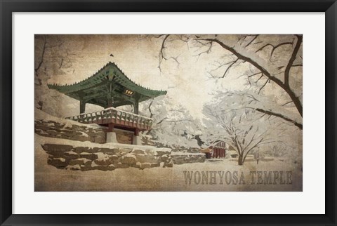 Framed Vintage Winter at Wonhyosa Temple, Korea, Asia Print