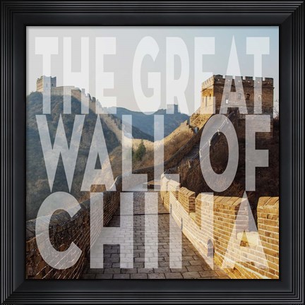 Framed Vintage The Great Wall of China, Asia, Large Center Text Print