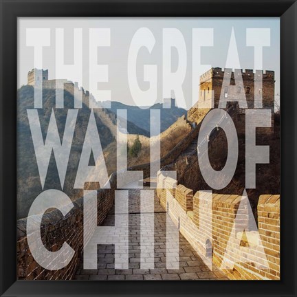 Framed Vintage The Great Wall of China, Asia, Large Center Text Print