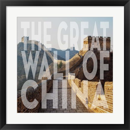 Framed Vintage The Great Wall of China, Asia, Large Center Text Print