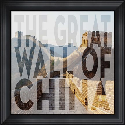 Framed Vintage The Great Wall of China, Asia, Large Center Text II Print