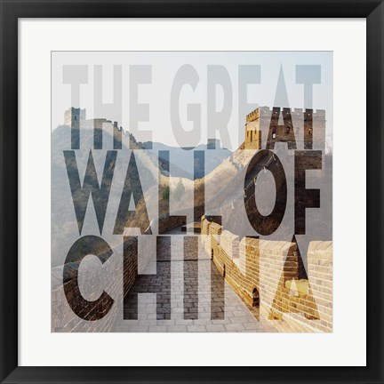 Framed Vintage The Great Wall of China, Asia, Large Center Text II Print