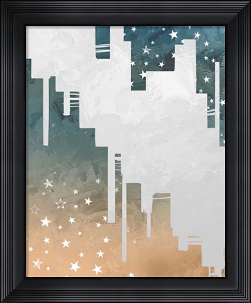 Framed Abstract Ombre Shapes with Star Patterns Print