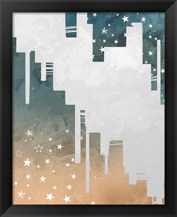 Framed Abstract Ombre Shapes with Star Patterns Print