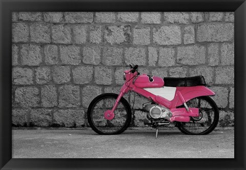 Framed Pop of Color Pink Motorcycle Print