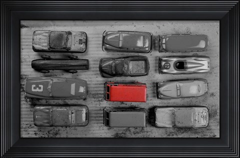 Framed Pop of Color Old Toy Cars Print