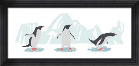 Framed Minimalist Penguin Trio, Boys Print