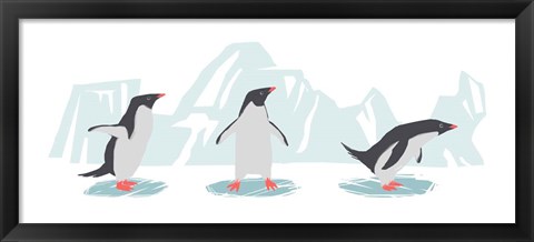 Framed Minimalist Penguin Trio, Boys Print