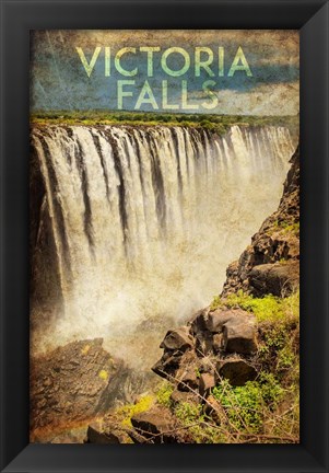 Framed Vintage Victoria Falls, Livingstone, Africa Print