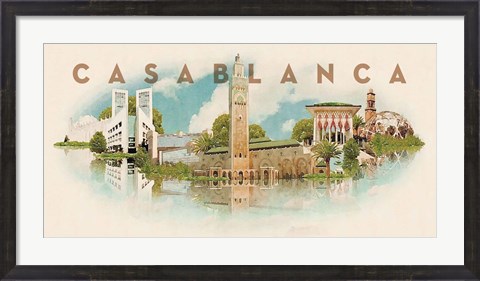 Framed Vintage Casablanca, Morocco, Africa Print