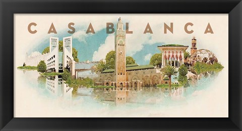 Framed Vintage Casablanca, Morocco, Africa Print