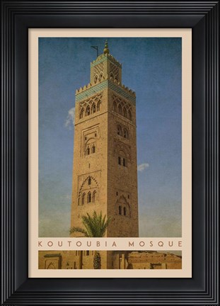 Framed Vintage Koutoubia Mosque, Marrakesh, Morocco, Africa Print