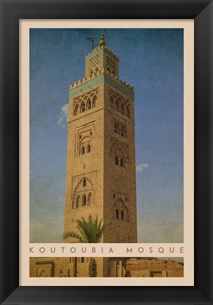 Framed Vintage Koutoubia Mosque, Marrakesh, Morocco, Africa Print