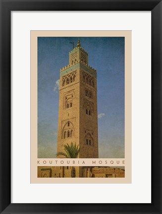 Framed Vintage Koutoubia Mosque, Marrakesh, Morocco, Africa Print