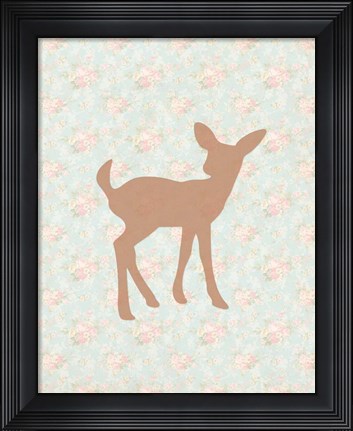 Framed Fawn on Floral Print