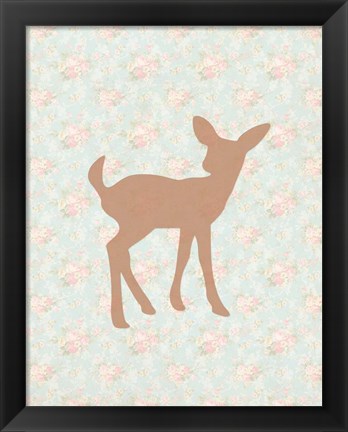 Framed Fawn on Floral Print