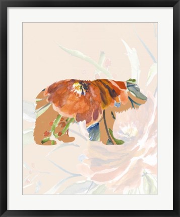 Framed Orange Floral Bear Print