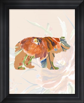 Framed Orange Floral Bear Print