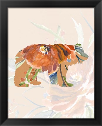 Framed Orange Floral Bear Print