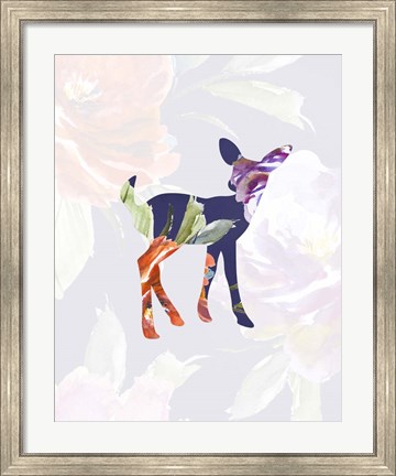 Framed Purple Floral Fawn Print