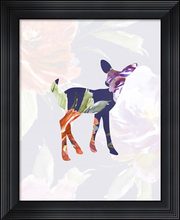 Framed Purple Floral Fawn Print