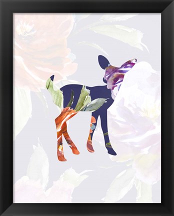 Framed Purple Floral Fawn Print