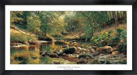 Framed Woodland River in Summer Print