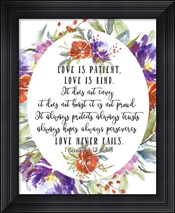 Framed 1 Corinthians 13 4, 7-8 Print