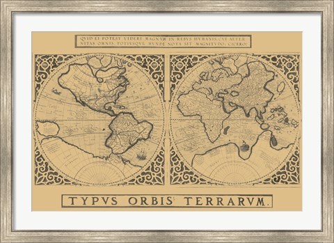 Framed Mercator&#39;s World Map, 1524 Print