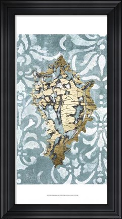 Framed Gilded Solitary Shell I - Metallic Foil Print