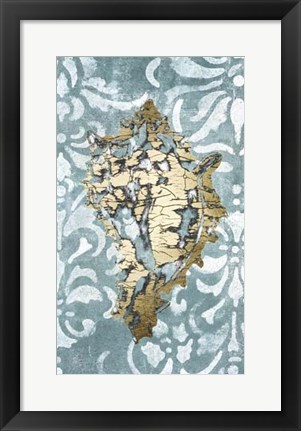 Framed Gilded Solitary Shell I - Metallic Foil Print
