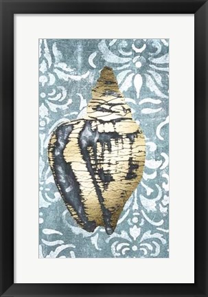 Framed Gilded Solitary Shell II - Metallic Foil Print