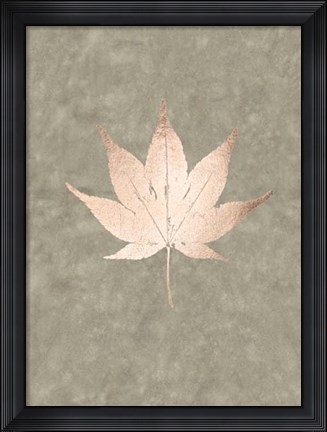 Framed Rose Gold Foil Leaf IV on Lichen Wash Print