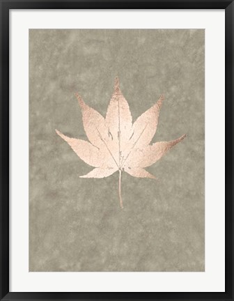 Framed Rose Gold Foil Leaf IV on Lichen Wash Print