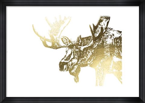 Framed Gold Foil Moose Print