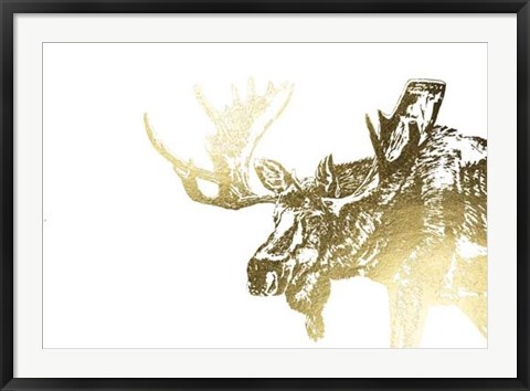 Framed Gold Foil Moose Print
